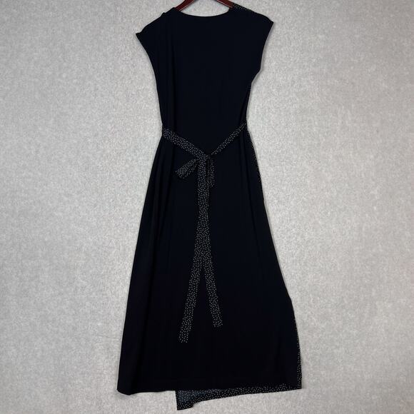 Cabi Black Disco Micro Polka Dot Long Wrap Dress Size Medium Style# 5609 - Picture 7 of 10